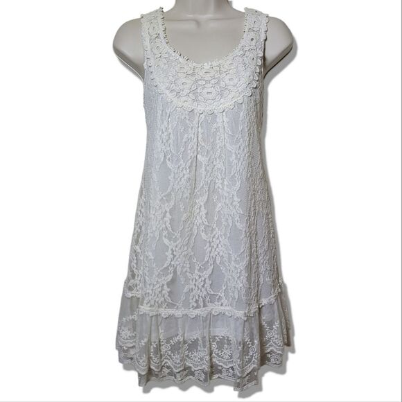 Pretty Angel White Lace Ruffle Trim Sleeveless Dress - Picture 1 of 7